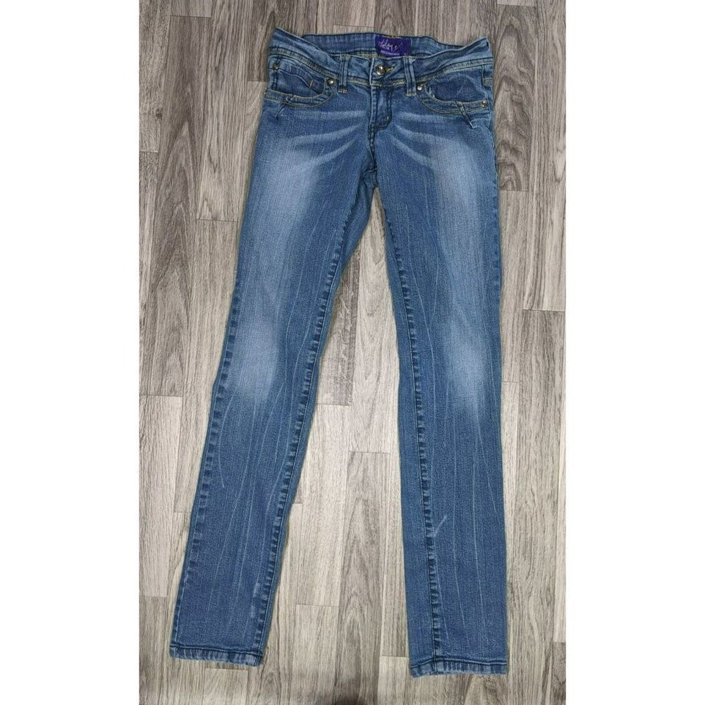 Miley Cyrus Max Azria Juniors Size 7 Pockets Whiskered Denim Blue Jeans